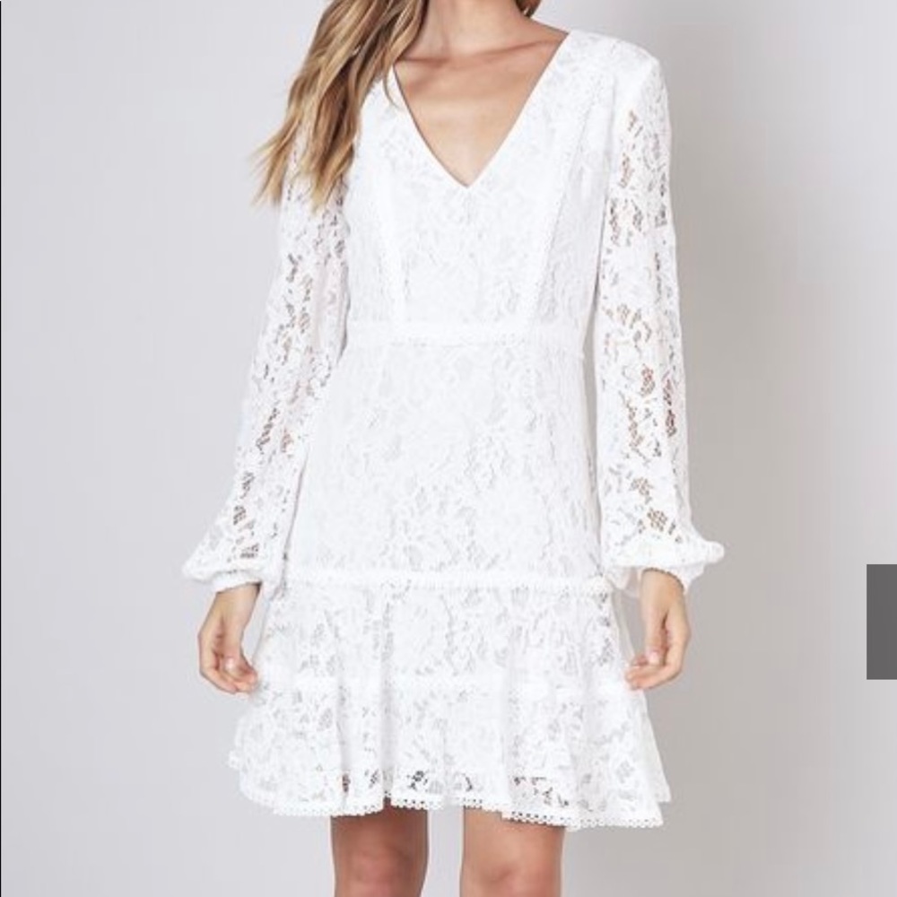 Eternal Ivory Madeline Long Sleeve White Lace Dress